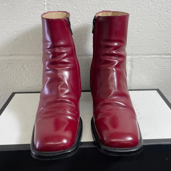 Free Lance 4470 Red Patent Leather Ankle Boots Zip Square Toe Women's 36 EU/6 US - Picture 1 of 13